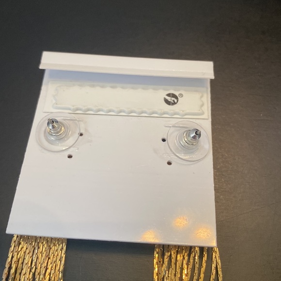 Disc round long  multi chain dangle fringe post pierced earrings - Picture 6 of 6